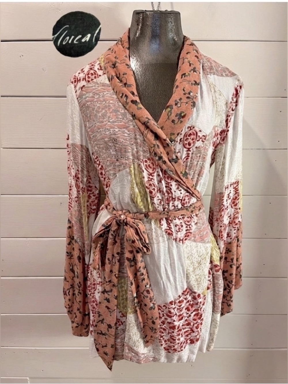 FLOREAT (Anthropologie) – Patchwork Wrap Tunic with Sash – Size M